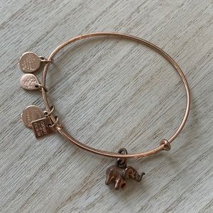 Alex and Ani 3-D Elephant Shiny Rose Gold Charm Bangle